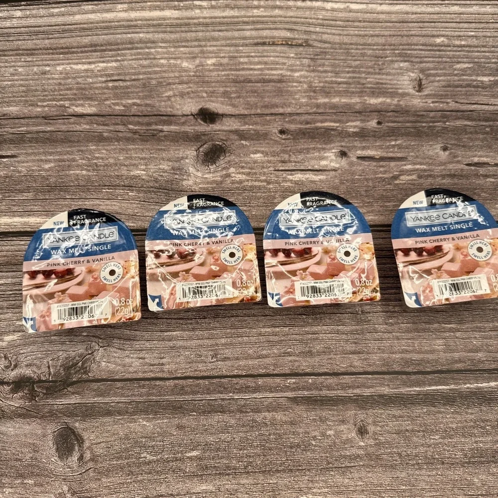 Lot Yankee Candle Pink Cherry & Vanilla Wax Melt Tart Singles x 4 0.8 oz